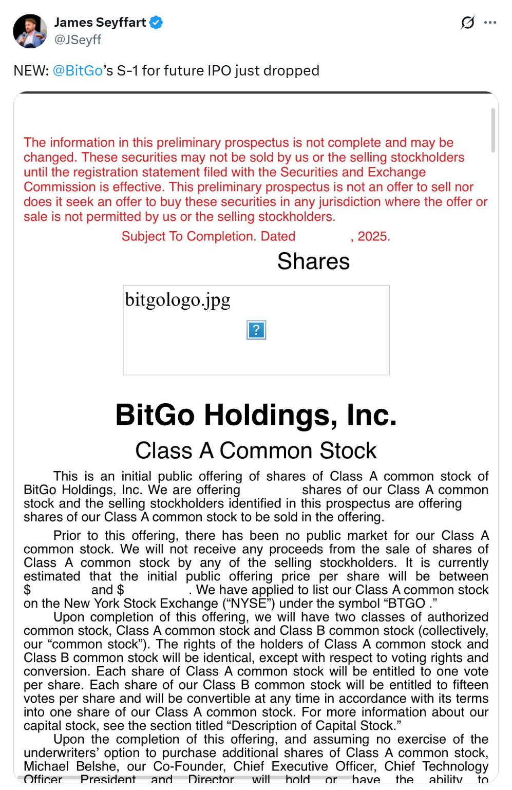 BitGo files for US IPO with $90B in assets under custody