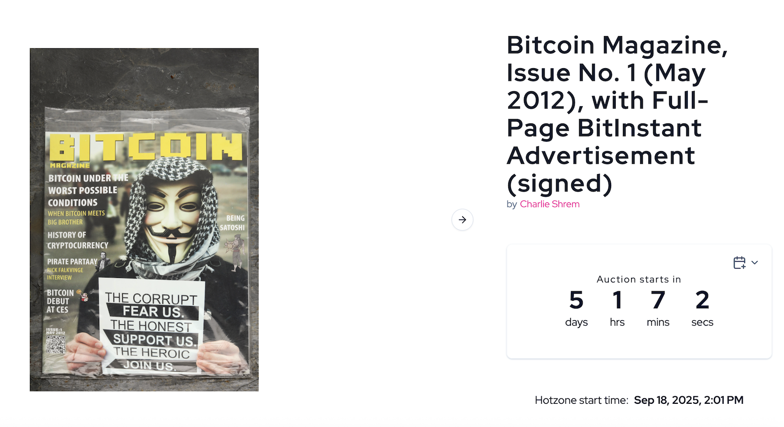 Charlie Shrem, Auction, Crimes, Crypto Collectibles