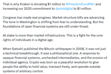 Kraken donates $2M to pro-crypto groups as ‘fight for crypto’ continues