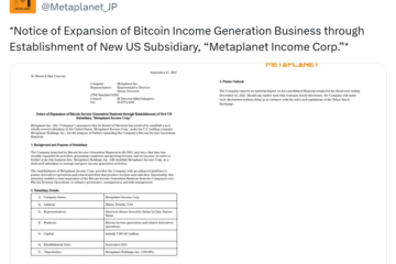 Metaplanet expands Bitcoin strategy with new US, Japan units